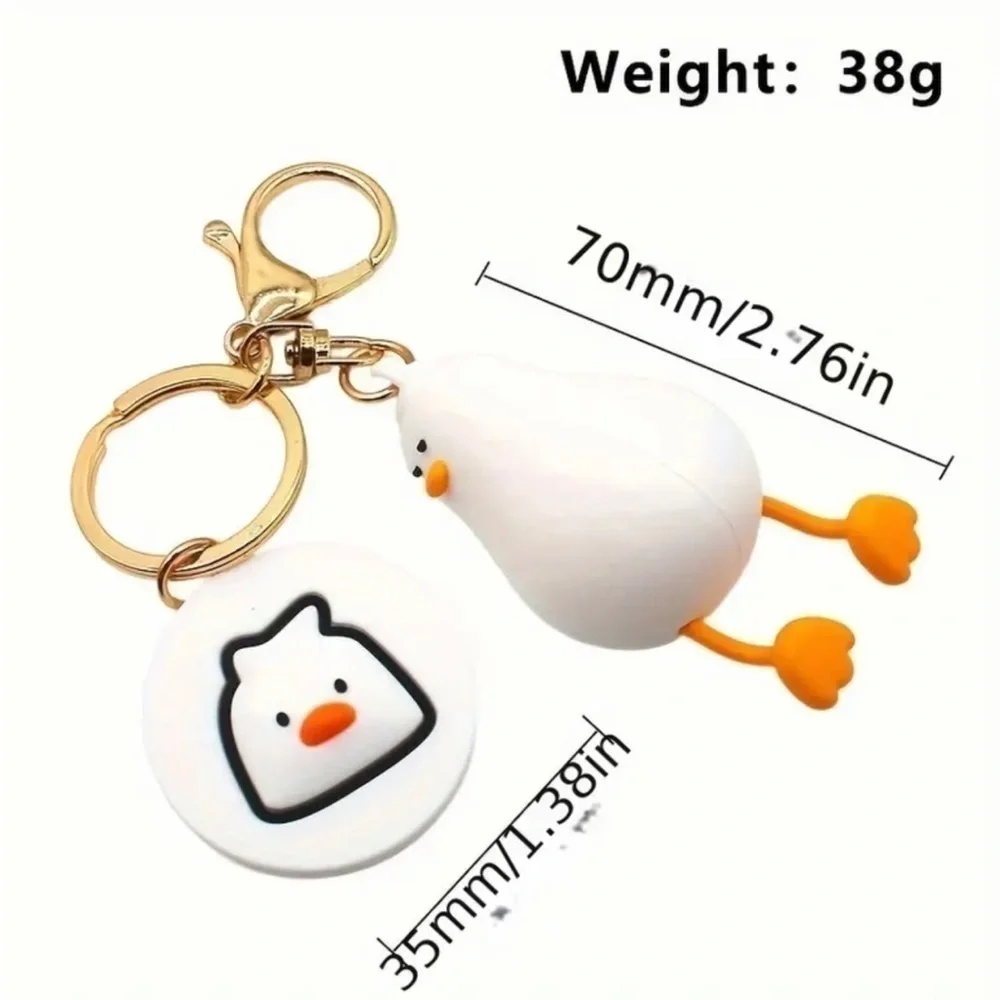 Large White Lying Flat Duck Keychain/Bag Charm